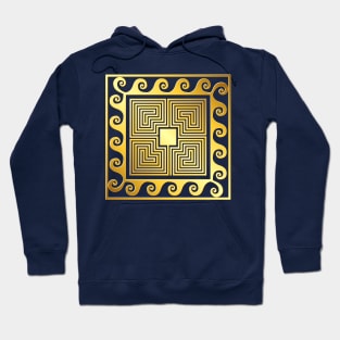 Golden square Greek ornament Hoodie